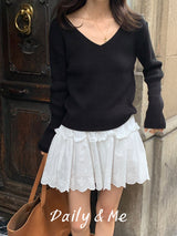 Ribbed knit V-neck(3color)