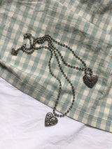 Vintage heart ball chain necklace (2c)