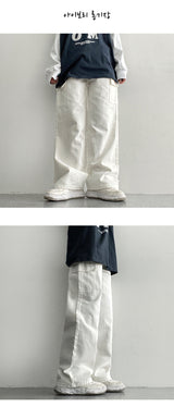 [3-tier length] [S–2XL] ドゥワタンタンコットンワイドカーゴパンツ (5 colors)