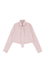 Pink stripe crop shirts & tie set