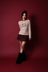レースフレームTシャツ #ベージュ