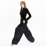 Waffle diagonal decoration pants