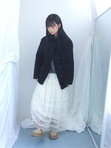 Cloud chiffon frill long skirt
