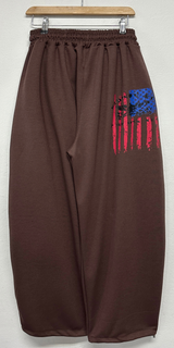 5000 SOLD OUT 🤍🤎(HIP PRINT AMERICAN FLAG VER) 🤍🤎 TWO PLEAT BALLOON COTTON PANTS 🩶🖤🤍🤎 - 4 COLORS