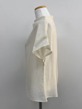 Pleated Mock Neck Cap Sleeve Blouse