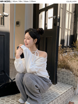 #ワンショルダーリボンルーズフィットスウェットシャツ (4color)