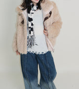 レイチェル 2ベルトディテールショート丈ファージャケット (Lining Quilted)