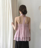 [ dewy ver 2 ]  airy duoble - frill chiffon bl  ( tie set ) 