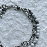 White Stone Double Chain Bracelet