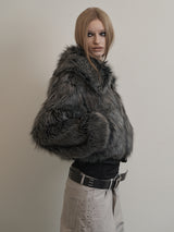 FUR SHORT JACKET CHARCOAL