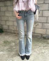 Lowrise fringe boots cut pants