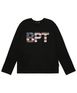 USA Flag Long Sleeve T-Shirt Black
