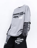 BBD 隠しスローガン ピグメント Tシャツ (グレー)