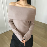 Turnzi ナッピング Vネック ブラッシュファー オフショルダー Tシャツ