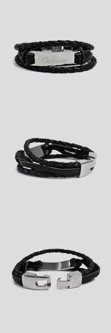 CHUBASCO LAYERED LEATHER LOGO BRACELET CLLL01