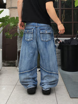 Skelader cargo denim pants (light blue)