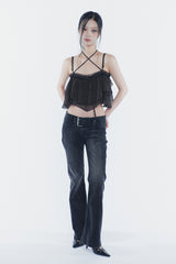 ベラベルトブーツカットデニム black