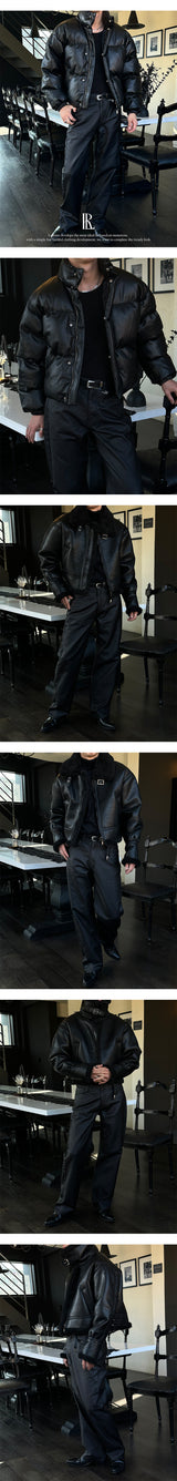[Unisex] コーティングレザーワイドパンツ