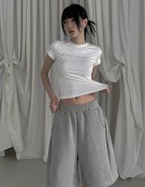 [mnem] pintuck logo bermuda shorts (gray)
