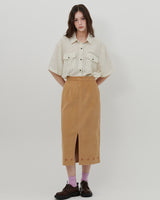 オーナメントプリントコーデュロイスカート [BEIGE]