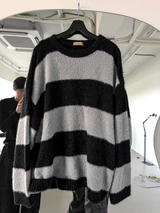 Black & Gray Angora Mohair Knitwear