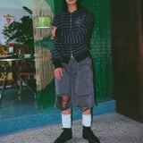 Untitled Starrynight Stripe Hood Zip Up Black