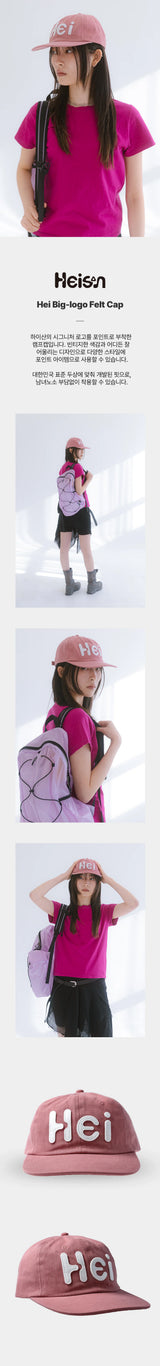【limited price】Hei Big Logo Felt Cap Dusty Pink 