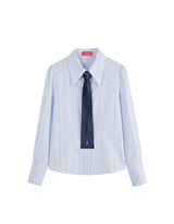 [PRE- FALL] Basic Stripe Oxford Tie Shirt Sky Blue