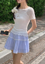 #Wave Point Short Sleeve T-shirt + Sleeveless Set (3color)