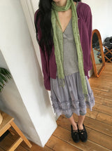 Rie Layered Banding Mesh Midi Skirt