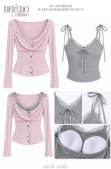 Lady Pink Gray Layered Long-Sleeve Top