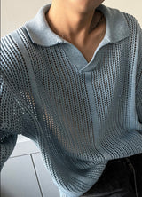 Open Collar Mesh Knit