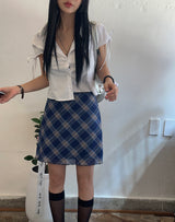 sleeve ribbon line short-sleeved shirt