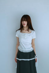 レースフリルTシャツ(ホワイト)