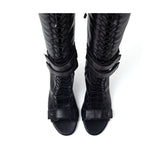 ダブルストラップレースアップオープントゥヒール(Black)