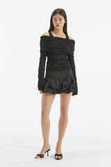 BUBBLE HEM MINI SKIRT / BLACK