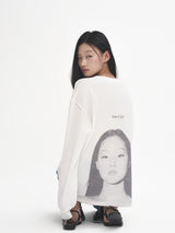 ワッフル Am I プリント長袖Tシャツ