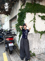 イルミ ナイロンビゾスナップワイドパンツ