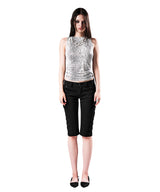 PYTHON SHIRRING SLEEVELESS TOP WHITE