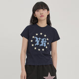 YK スター アップリケ ハーフスリーブ Tシャツ