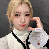ロージーハートプリンセスレイヤードネックレス - ゴールドカラー (STAYC Seeun Necklace)