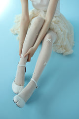ribbon fishnet tights (ivory)