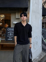 ワッフル ヘンリーネック ロングスリーブ Tシャツ