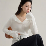 V-neck flared sleeve knit top