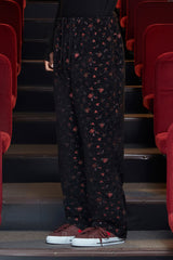 FLORAL JACQUARD PANTS / BLACK