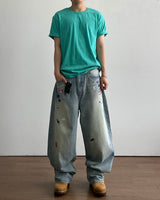 Sticker Print Denim Pants
