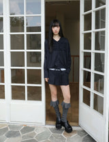 ストライプ プリーツ パンツ(NAVY)