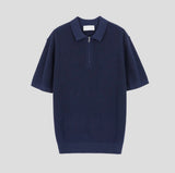 LMN レイニーシルケットハッチセミジップアップ半袖ニット (8 colors)