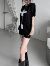 cross lettering crack T (3color)