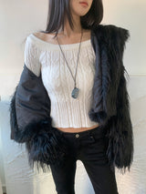 Winter Halo Long Hair Collar Fur Jacket